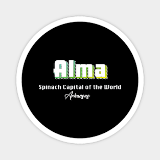 Alma Arkansas Yellow Text Magnet